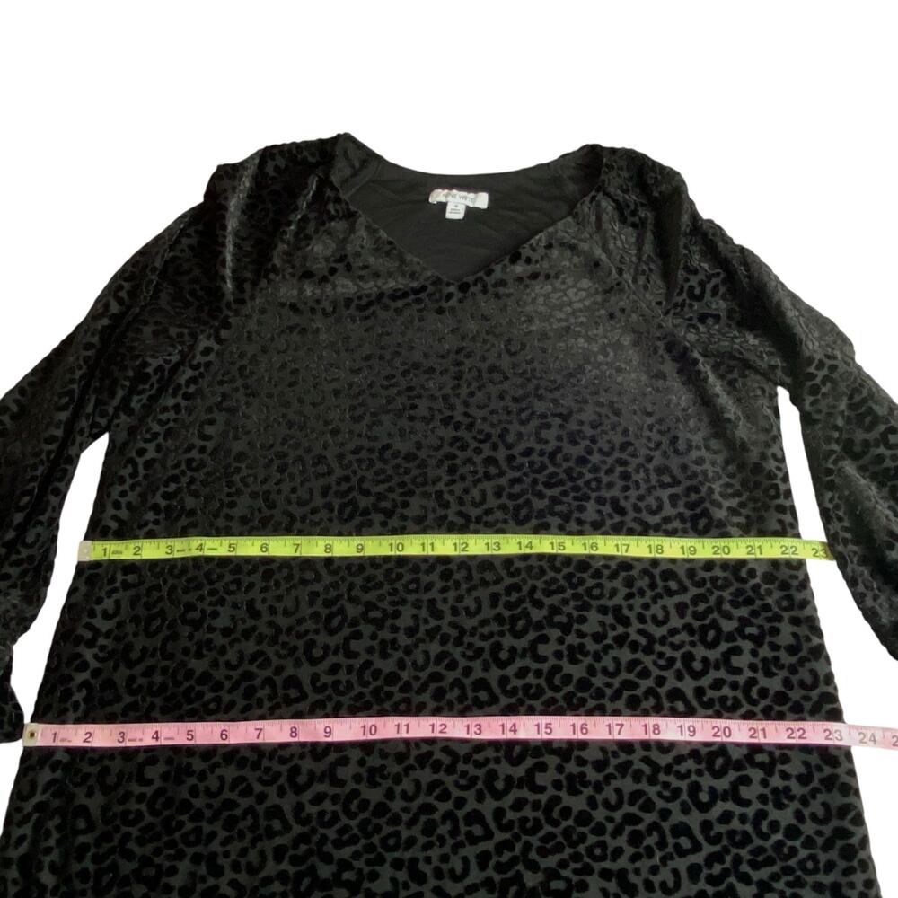 Nine West Shift Dress Black Leopard Print Velvet Burnout Size 16 Indie Witchy - Picture 13 of 16